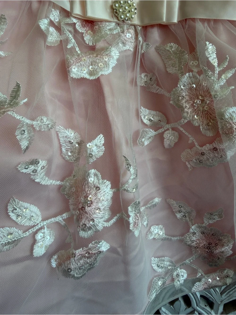 Rare Editions Girls 24M Pink Embroidered Tulle Formal Dress